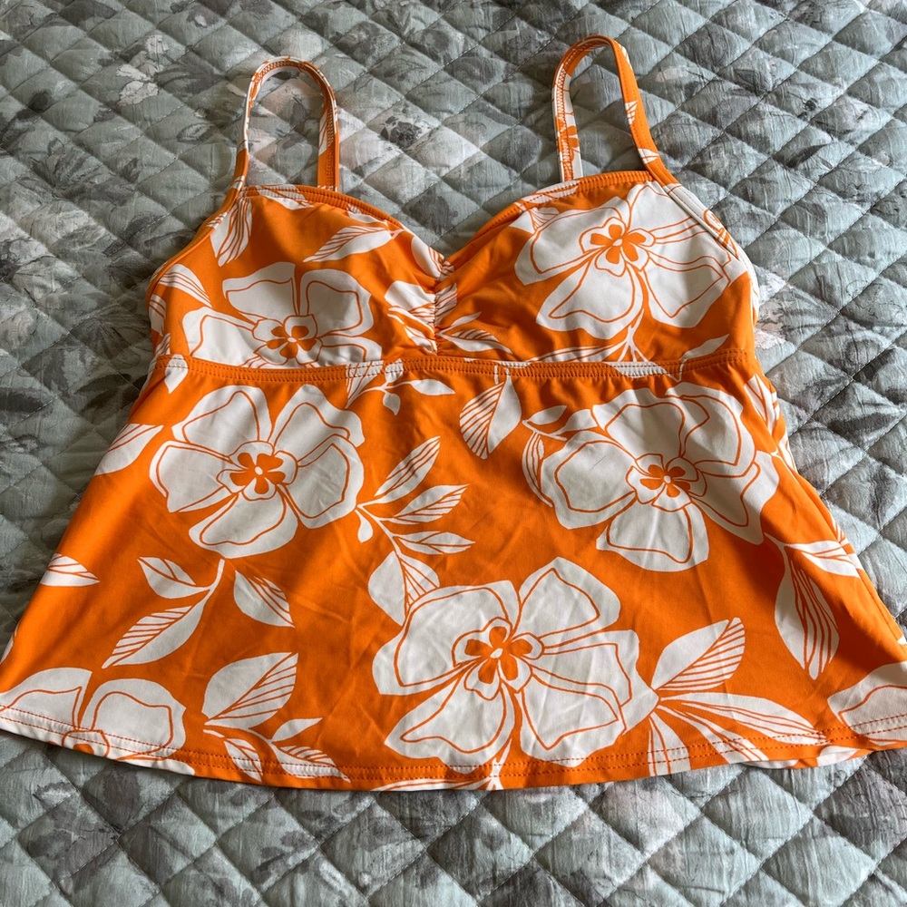 Tankini-Orange and white Land’s End Medium